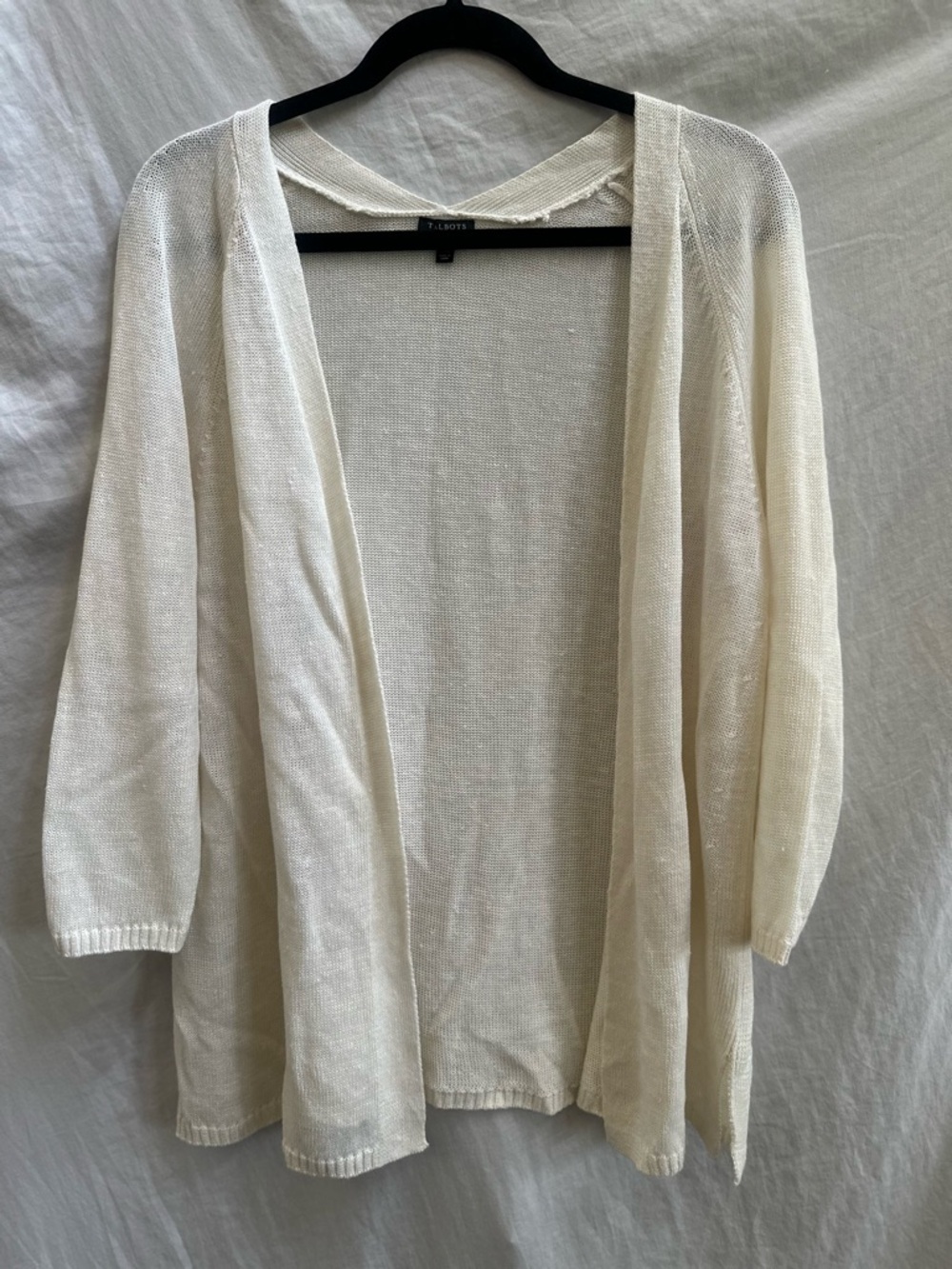Talbots Cream Open-Front Lightweight Linen Cardigan XLp